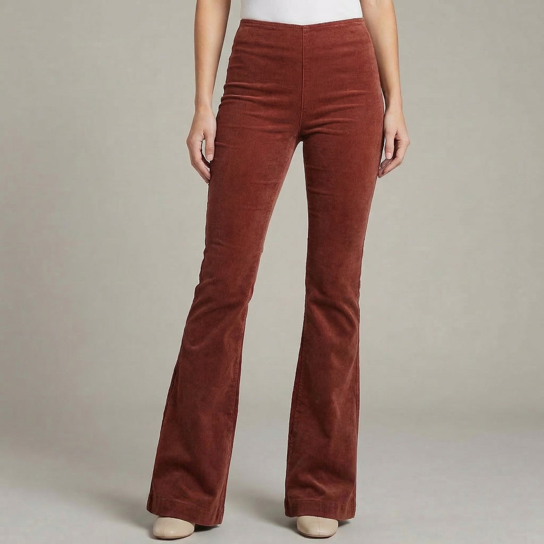 Women's High Waist Slim Fit Stretch Flared Trousers