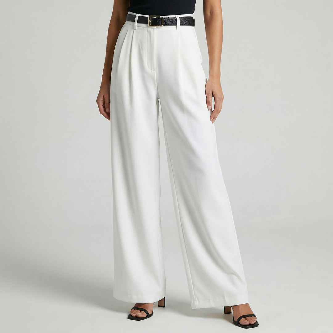 Women's High Waist Wide Leg Pleated Suit Work Trousers