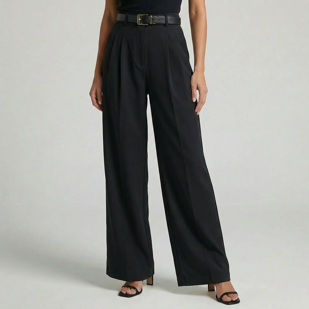 Women's High Waist Wide Leg Pleated Suit Work Trousers