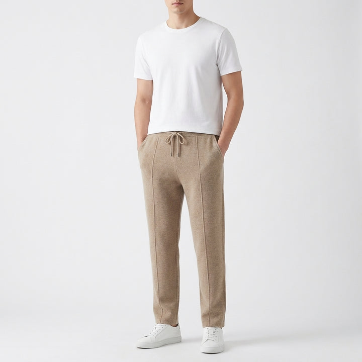 Men's Luxury Textured Knit Joggers with Front Seam Detail