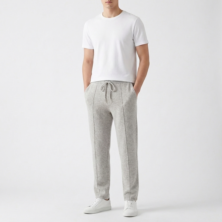Men's Luxury Textured Knit Joggers with Front Seam Detail