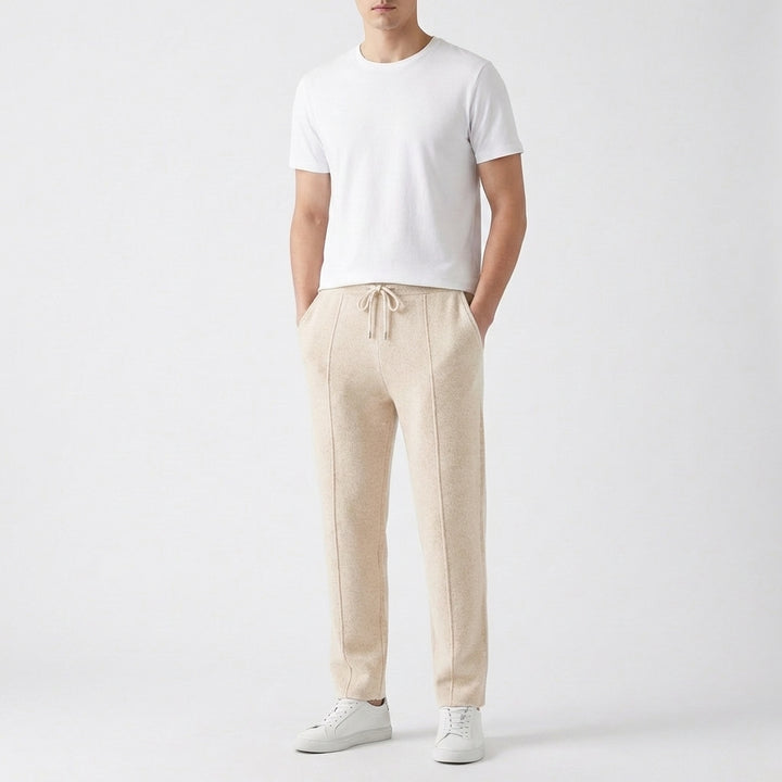 Men's Luxury Textured Knit Joggers with Front Seam Detail