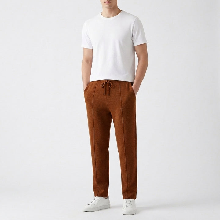 Men's Luxury Textured Knit Joggers with Front Seam Detail