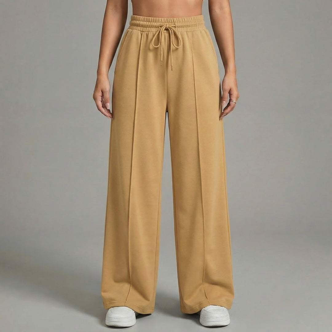 Women's High Waist Wide Leg Drawstring Casual Lounge Trousers