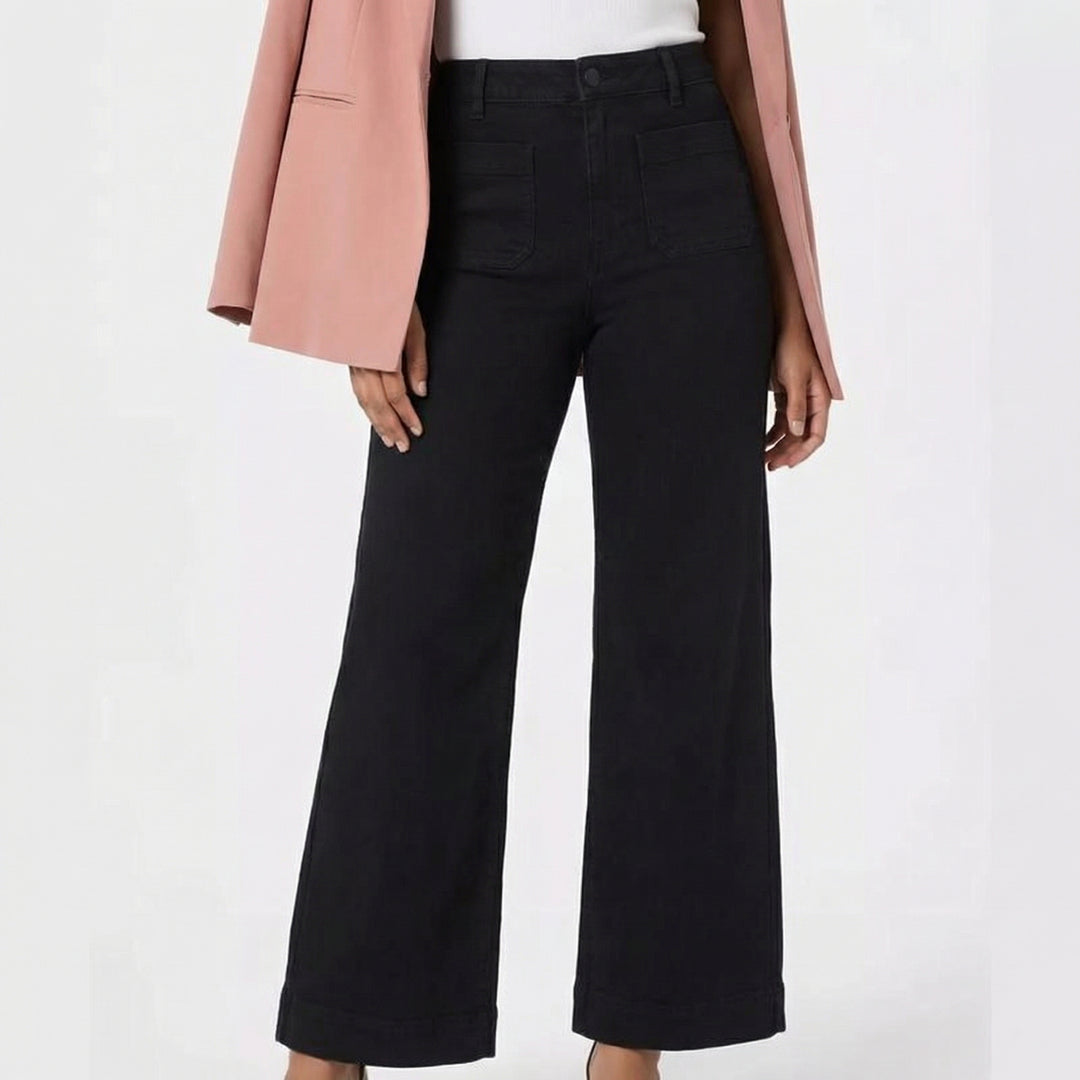 Women's High Waist Classic Straight Fit Wide Leg Denim Jeans