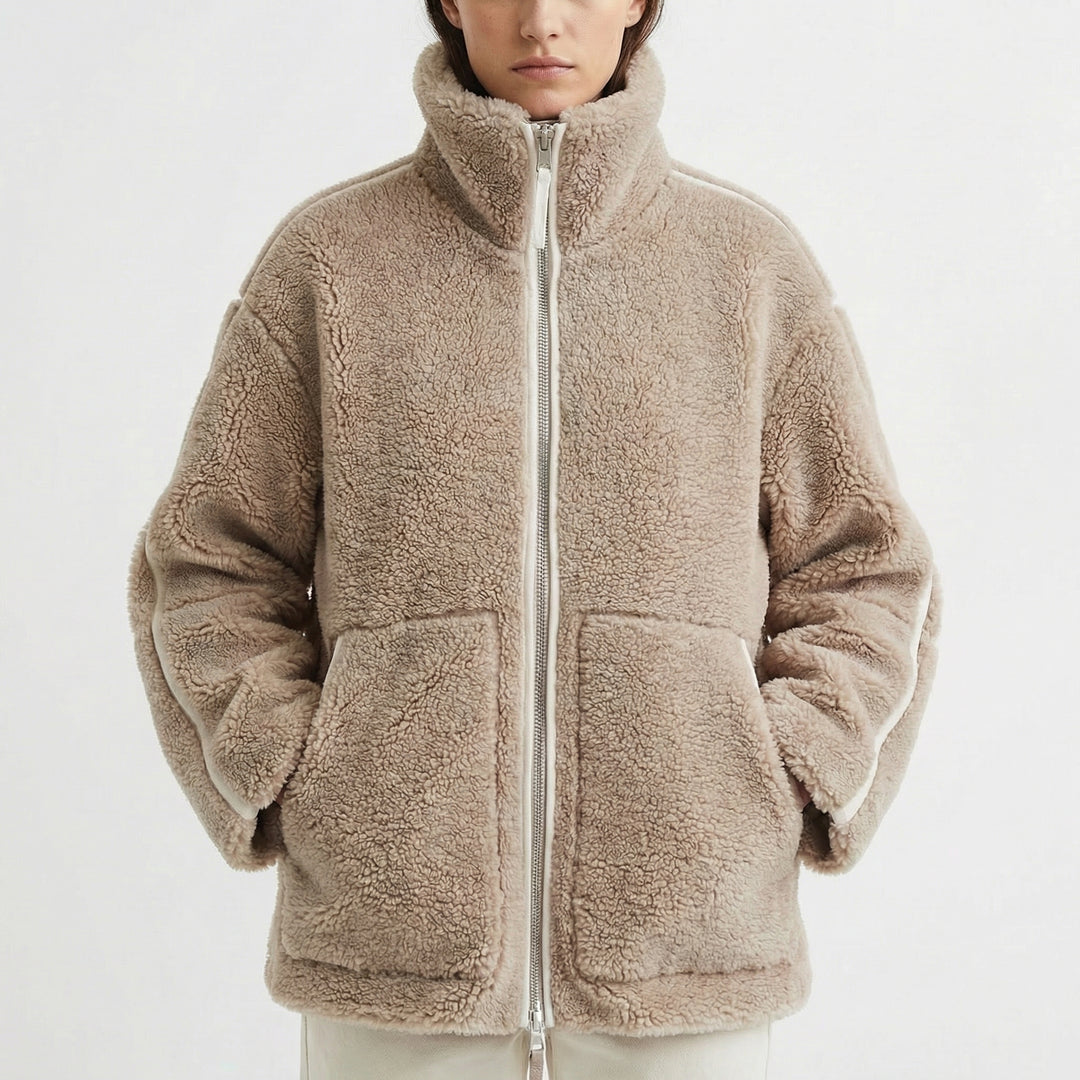 Women's Teddy Jacket – Oversized Sherpa Fleece Zip-Up Jacket