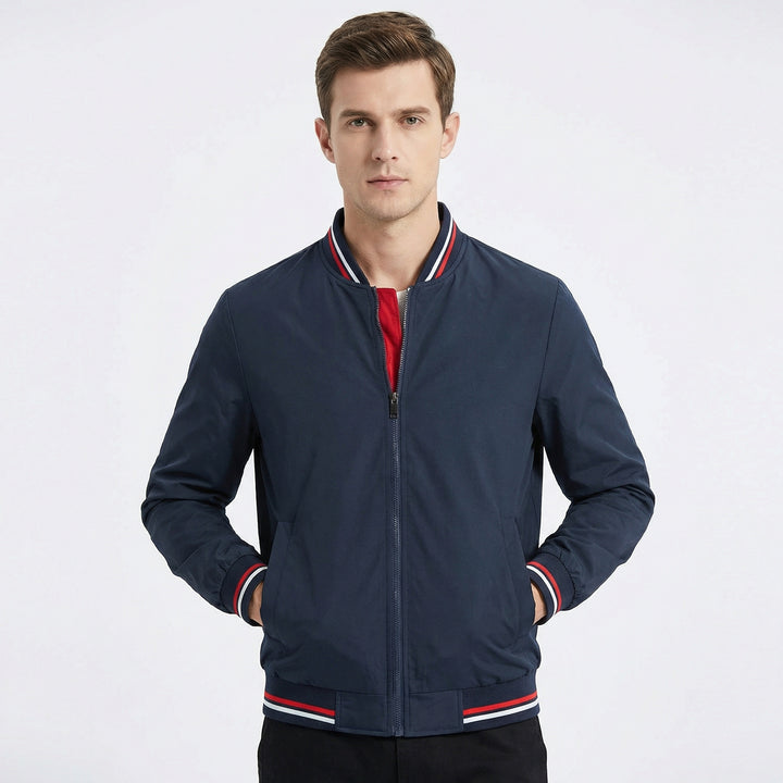 Men's Bomber Jacket – Classic Varsity Stripe Zip-Up Bomber Jacket