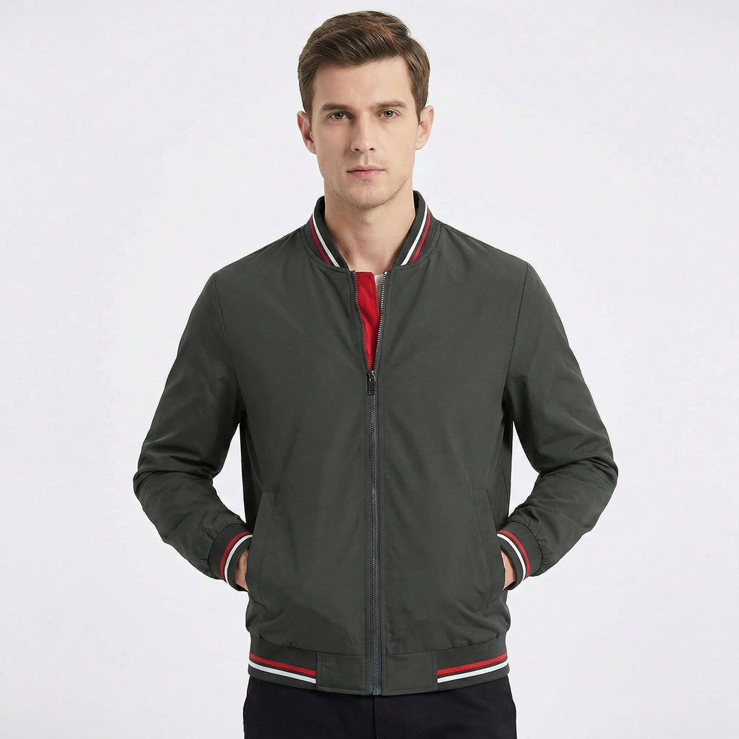 Men's Bomber Jacket – Classic Varsity Stripe Zip-Up Bomber Jacket