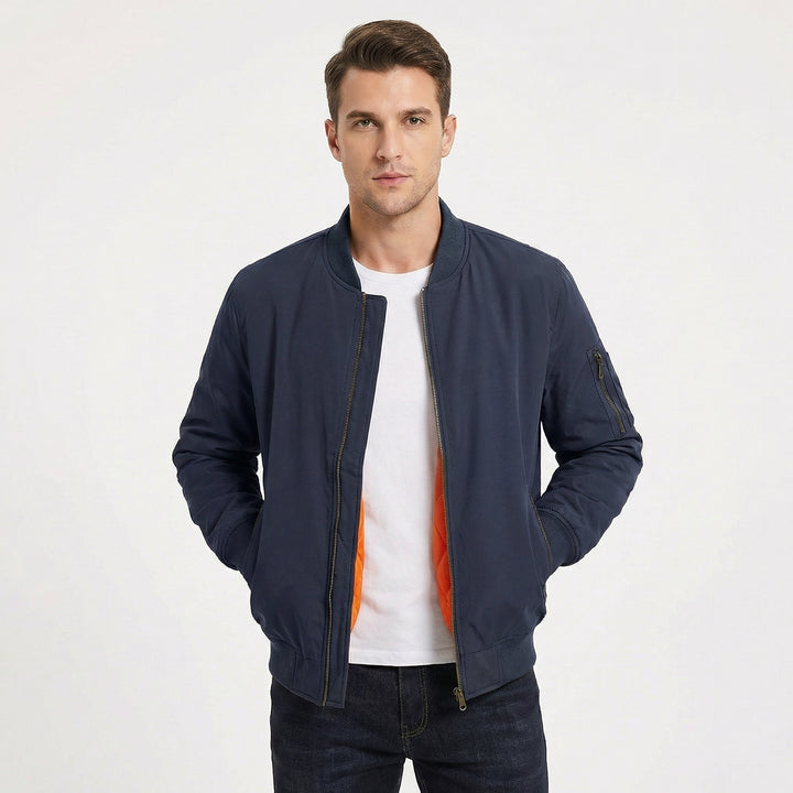 Men's Bomber Jacket – MA-1 Flight Jacket with Contrast Quilted Lining