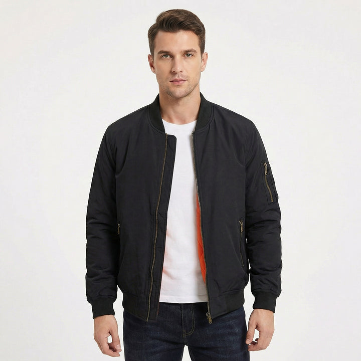Men's Bomber Jacket – MA-1 Flight Jacket with Contrast Quilted Lining