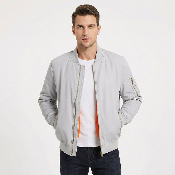 Men's Bomber Jacket – MA-1 Flight Jacket with Contrast Quilted Lining