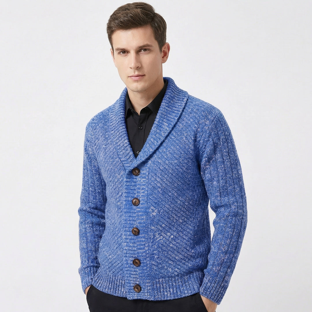 Men's Cardigan – Shawl Collar Marled Knit Button-Up Cardigan Sweater