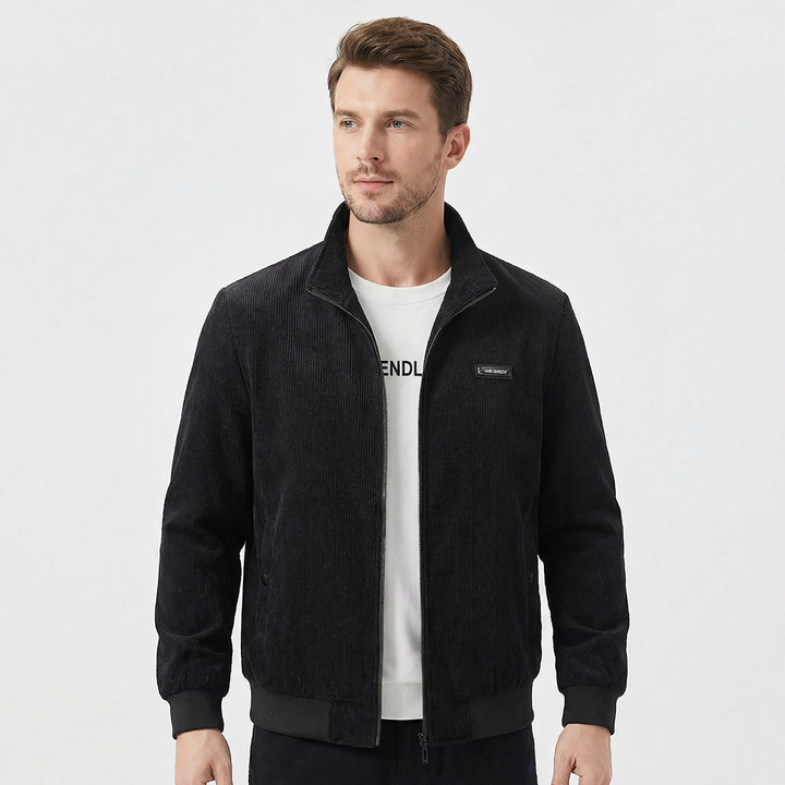 Men's Bomber Jacket – Corduroy Zip-Up Harrington Jacket