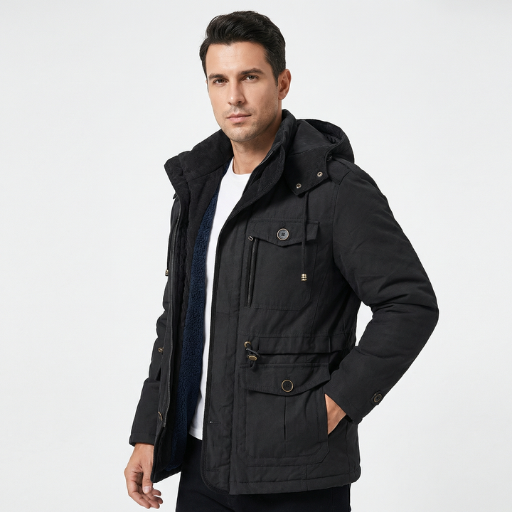 Men's Water Resistant Fleece Lined Hooded Winter Jacket