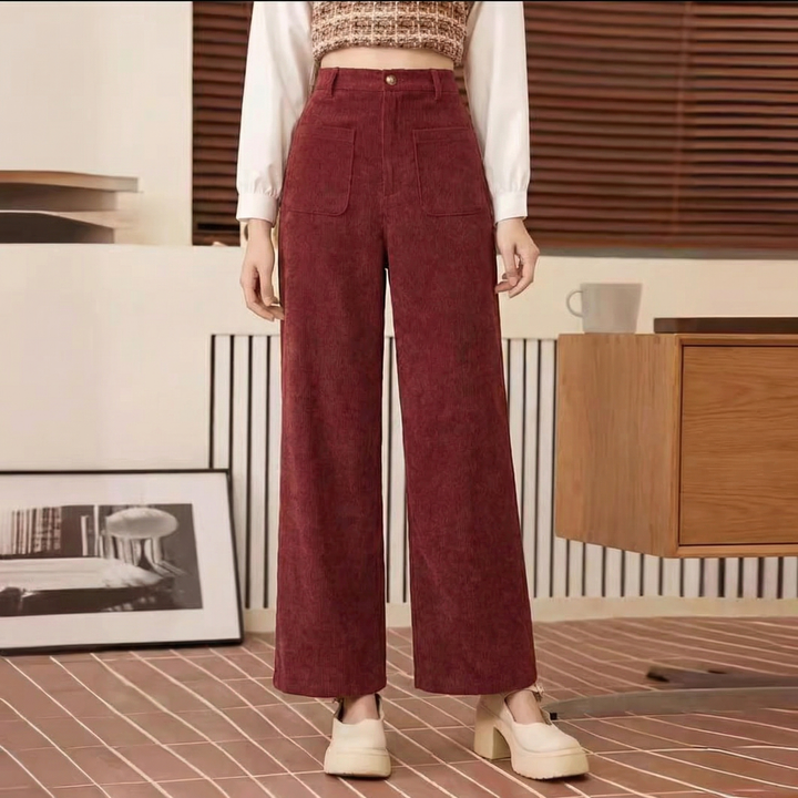Women's High Waist Wide Leg Casual Straight Trousers