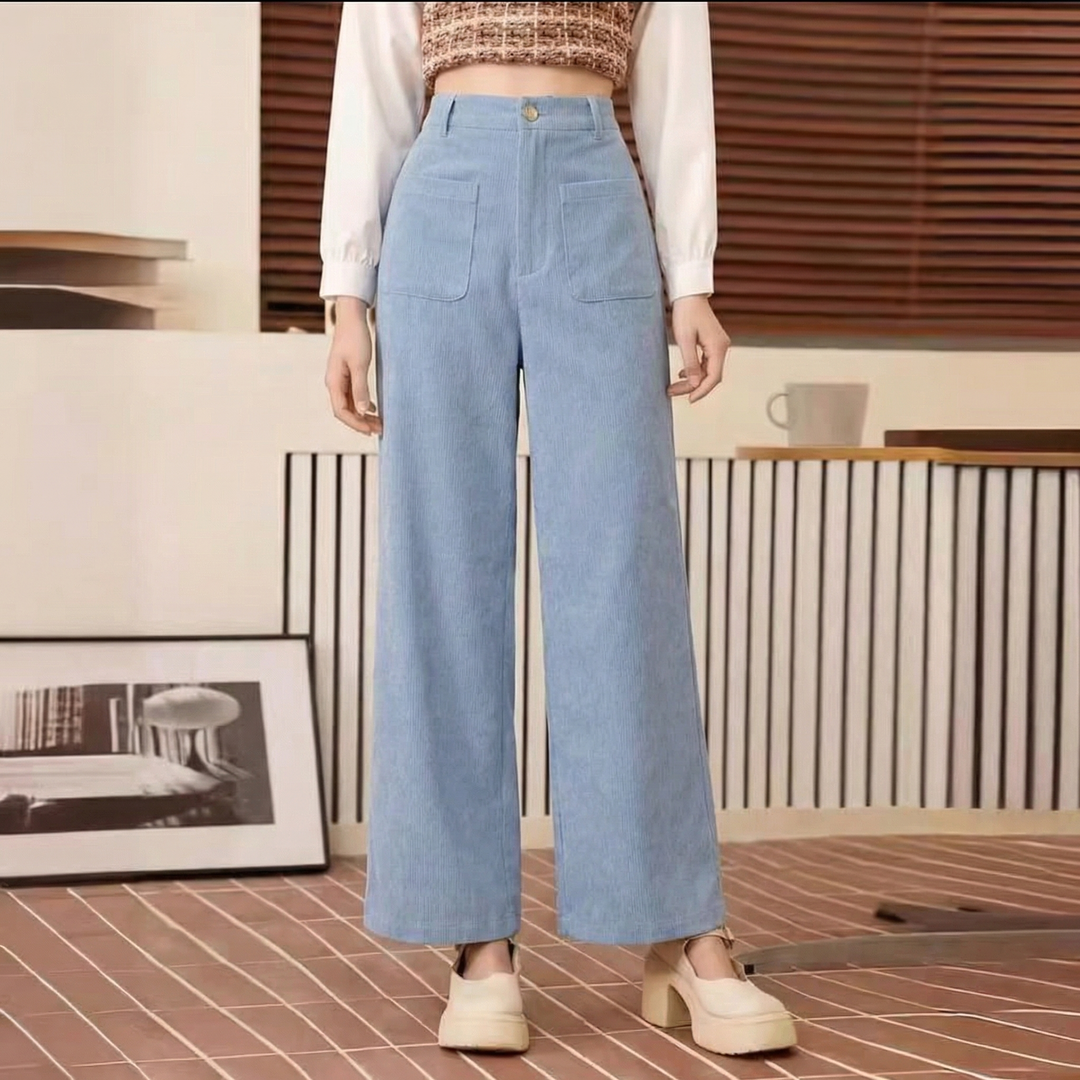Women's High Waist Wide Leg Casual Straight Trousers