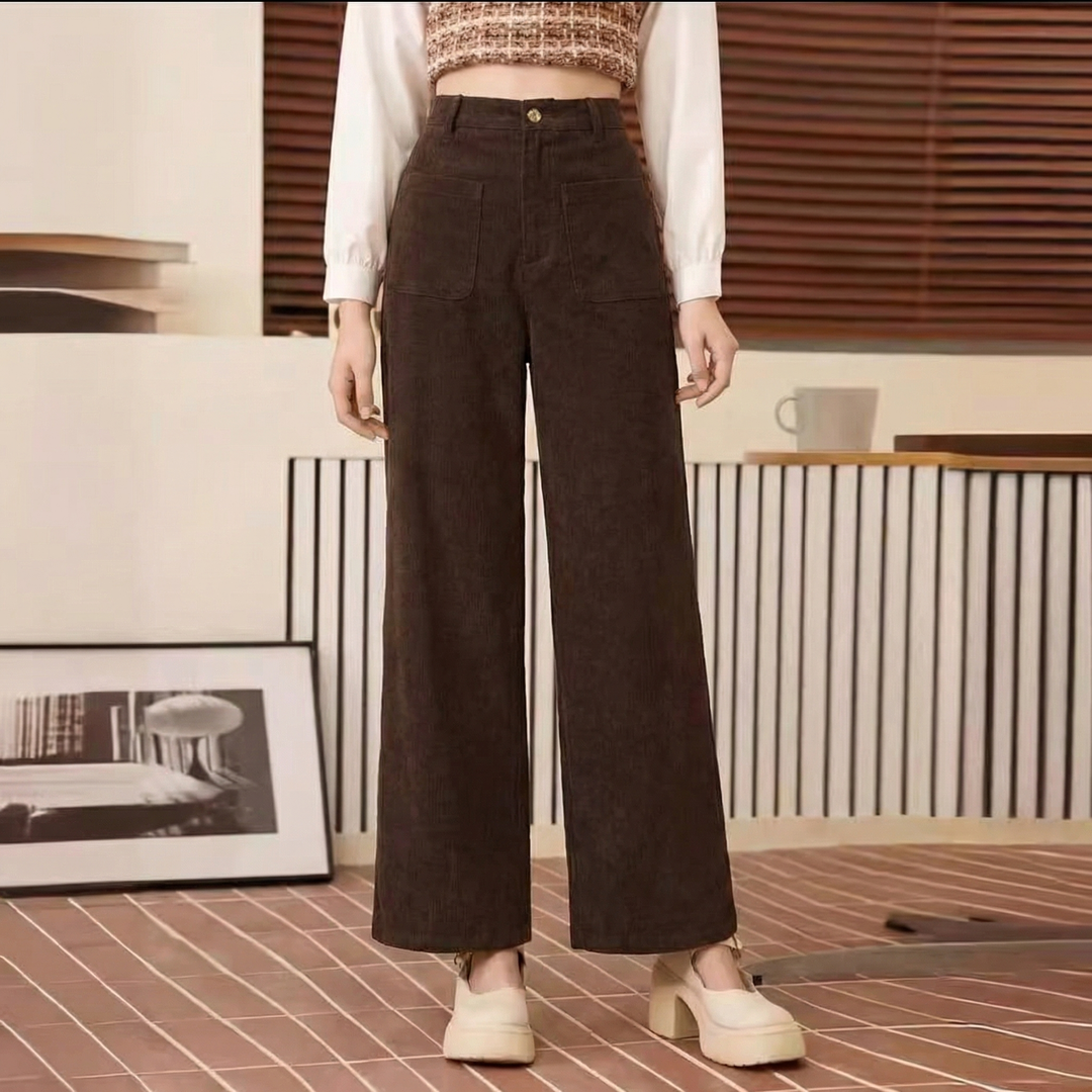 Women's High Waist Wide Leg Casual Straight Trousers