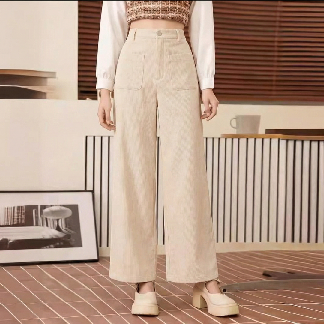 Women's High Waist Wide Leg Casual Straight Trousers