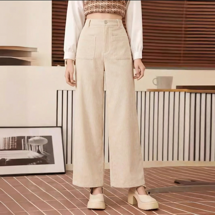 Women's High Waist Wide Leg Casual Straight Trousers