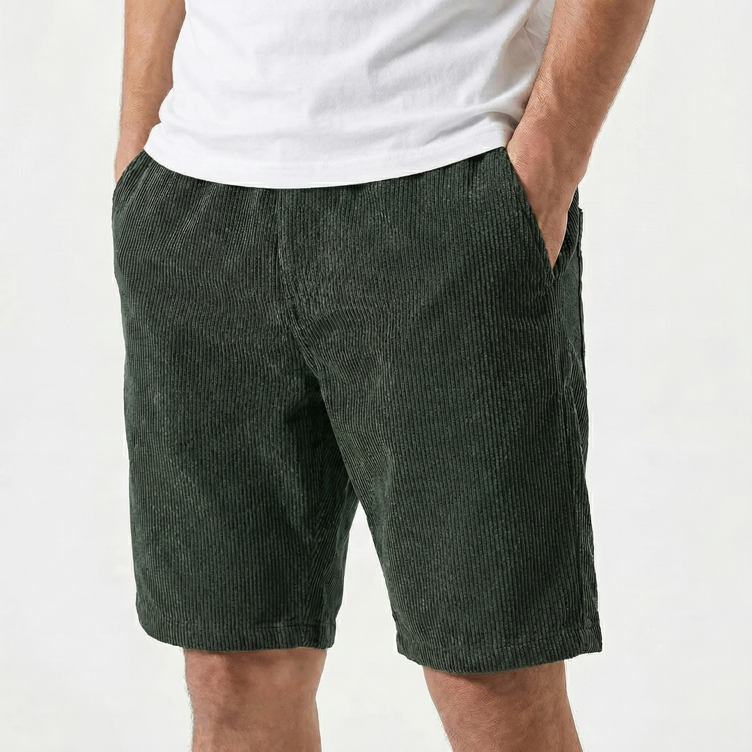 Corduroy Shorts Men - Elastic Waist Casual Summer Chino Shorts