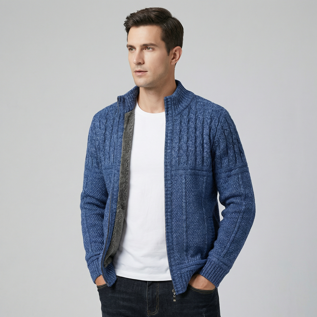 Men's Thickened Full Zip Warm Knit Cardigan Sweater