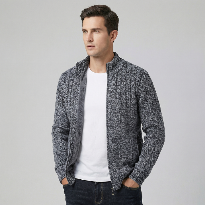 Men's Thickened Full Zip Warm Knit Cardigan Sweater