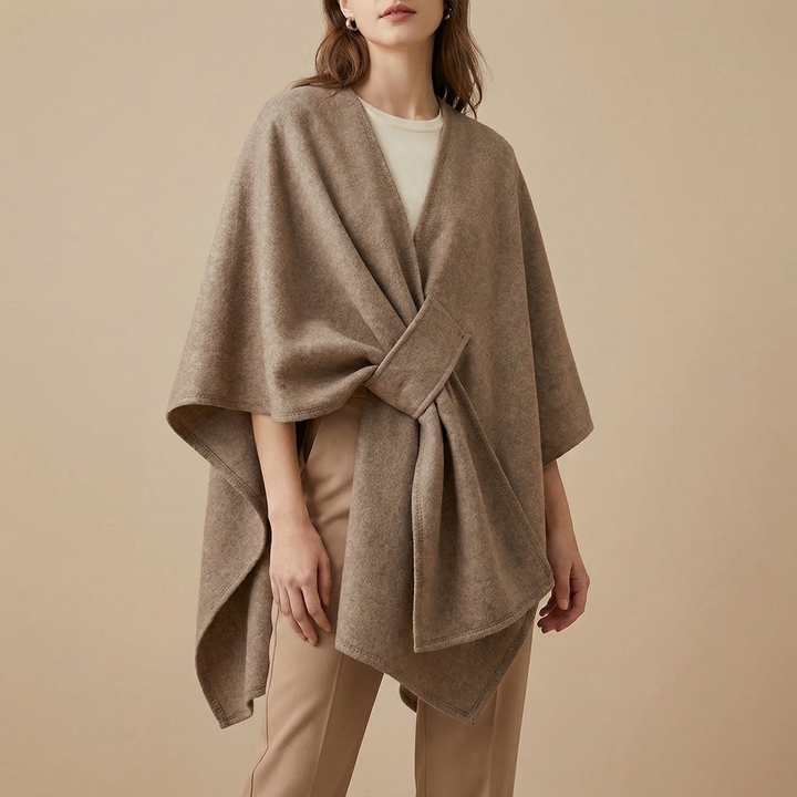 Women's Oversized Cape Cardigan | Elegant Flowing Draped Wrap