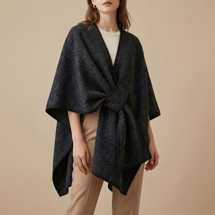 Women's Oversized Cape Cardigan | Elegant Flowing Draped Wrap