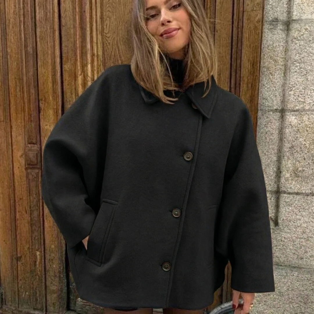 Women's Lapel Loose Fit Long Woollen Winter Coat