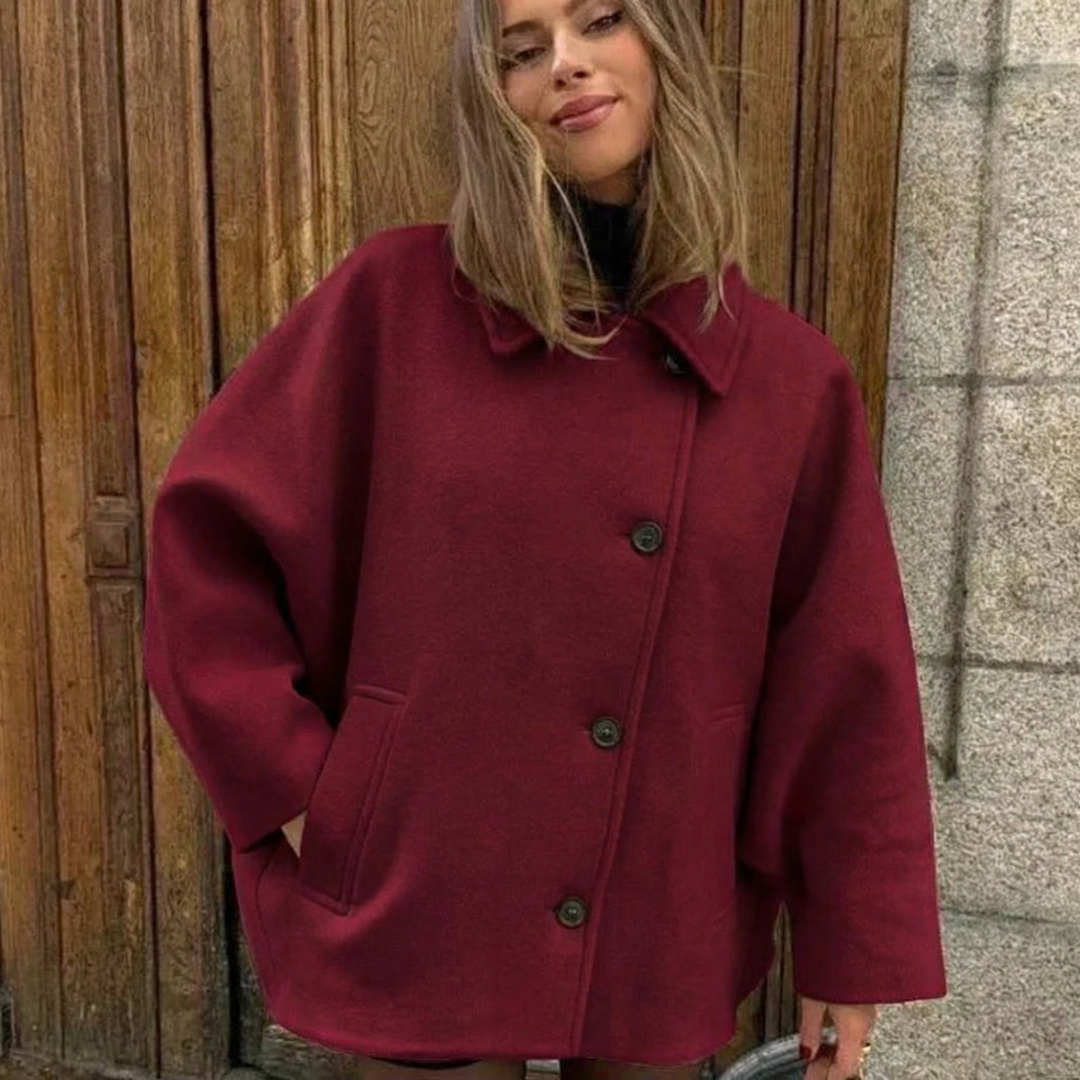 Women's Lapel Loose Fit Long Woollen Winter Coat
