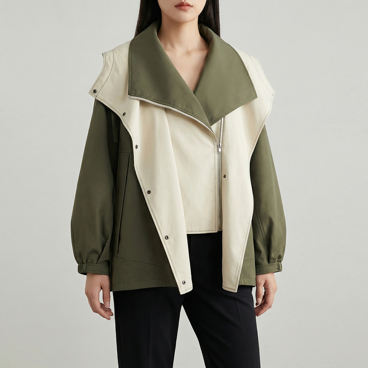 Women's Oversized Hooded Zip-Up Crock Coat