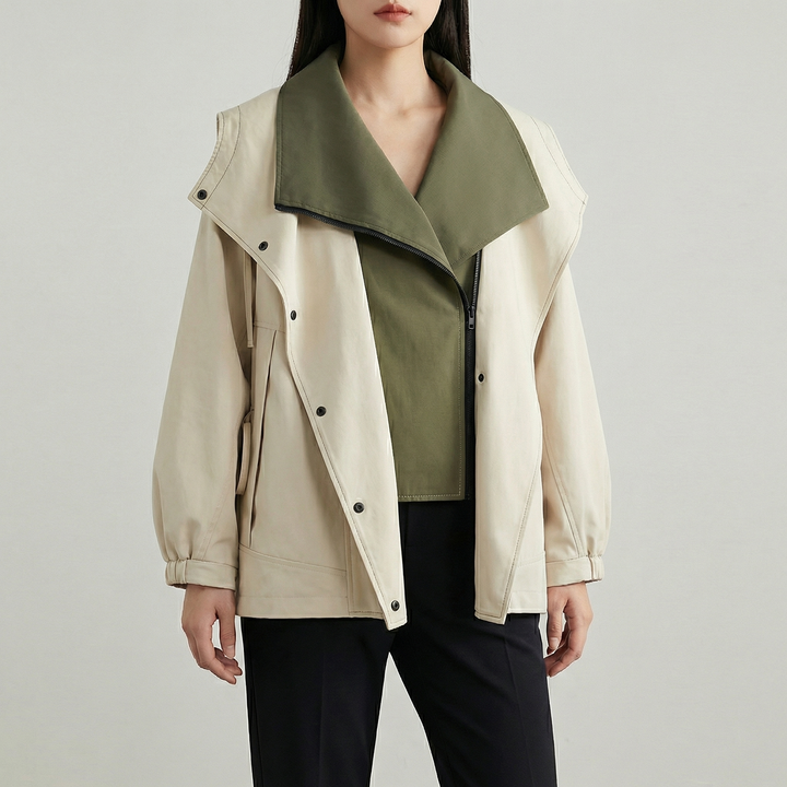 Women's Oversized Hooded Zip-Up Crock Coat