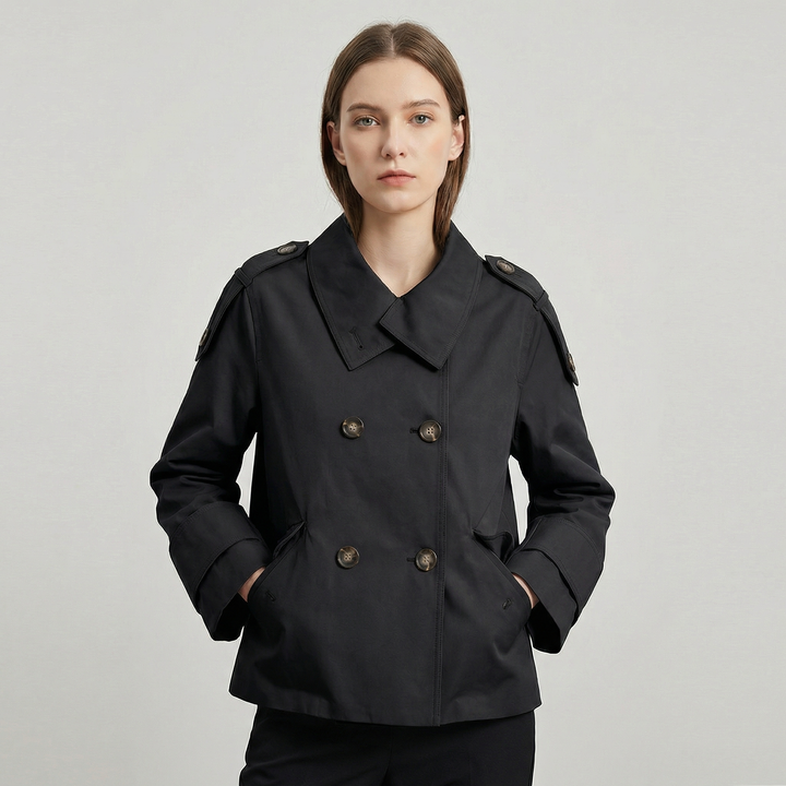 Women's Classic Double Breasted Commuter Trench Coat