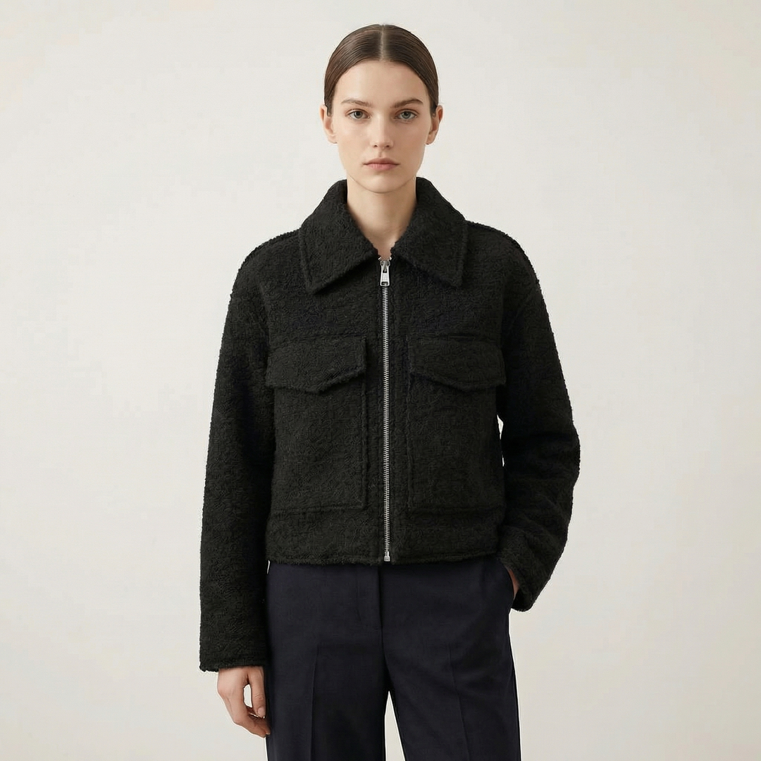 Women's Casual Tailored Zip-Up Bomber Jacket
