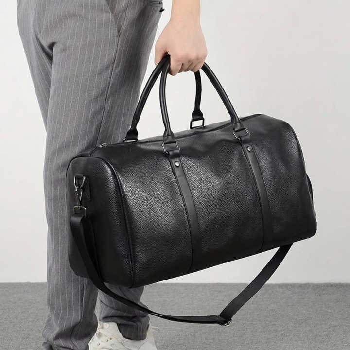 Men's Leather Waterproof Duffle Overnight Travel Bag