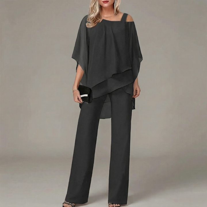 Women's Off Shoulder Top & Wide Leg Trouser Two Piece Set