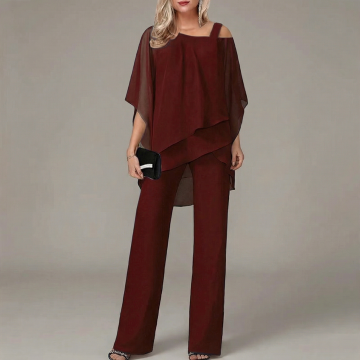 Women's Off Shoulder Top & Wide Leg Trouser Two Piece Set