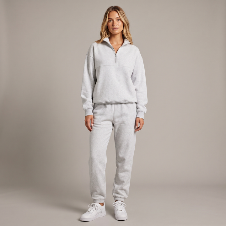 Women's Half Zip Sweatshirt & Wide Leg Jogger Co-ord Set
