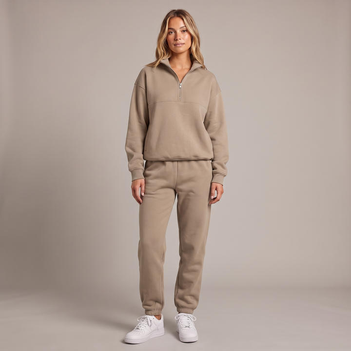 Women's Half Zip Sweatshirt & Wide Leg Jogger Co-ord Set