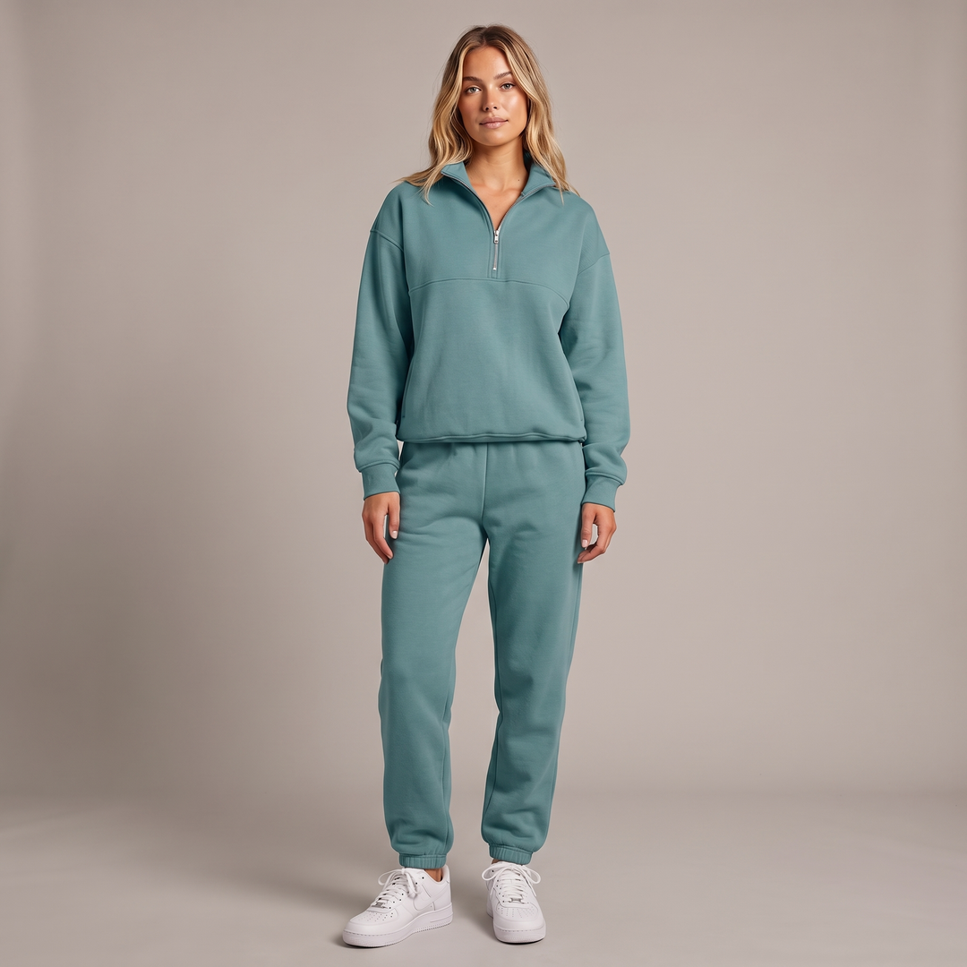 Women's Half Zip Sweatshirt & Wide Leg Jogger Co-ord Set