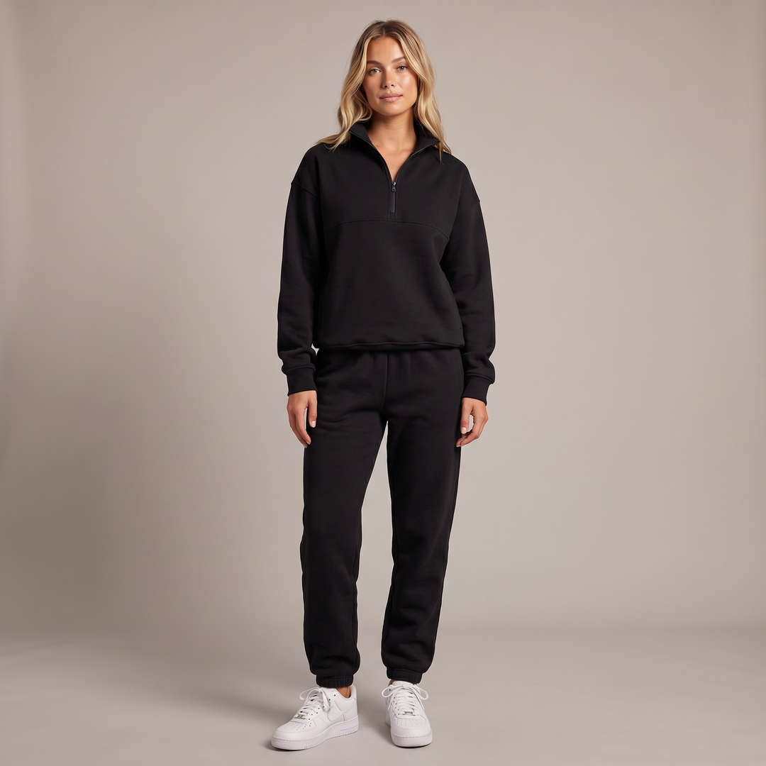 Women's Half Zip Sweatshirt & Wide Leg Jogger Co-ord Set