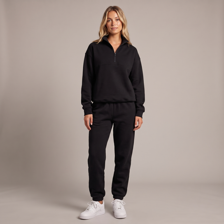 Women's Half Zip Sweatshirt & Wide Leg Jogger Co-ord Set