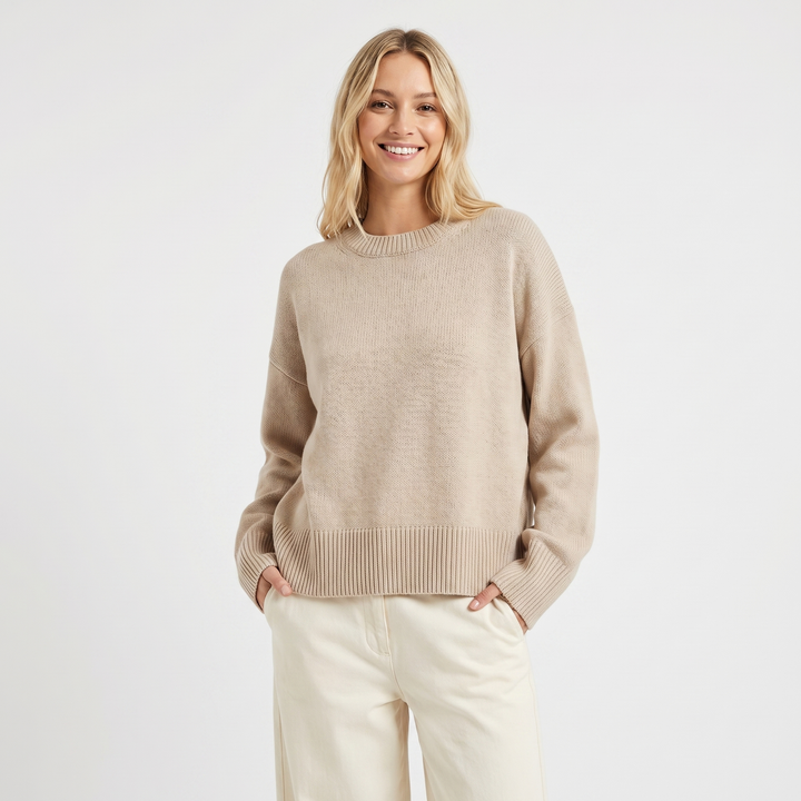 Women's Crewneck Pullover Sweater – Soft Oversized Knit Jumper Casual Knitwear