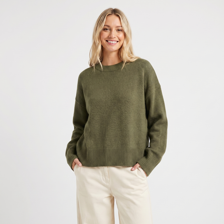 Women's Crewneck Pullover Sweater – Soft Oversized Knit Jumper Casual Knitwear