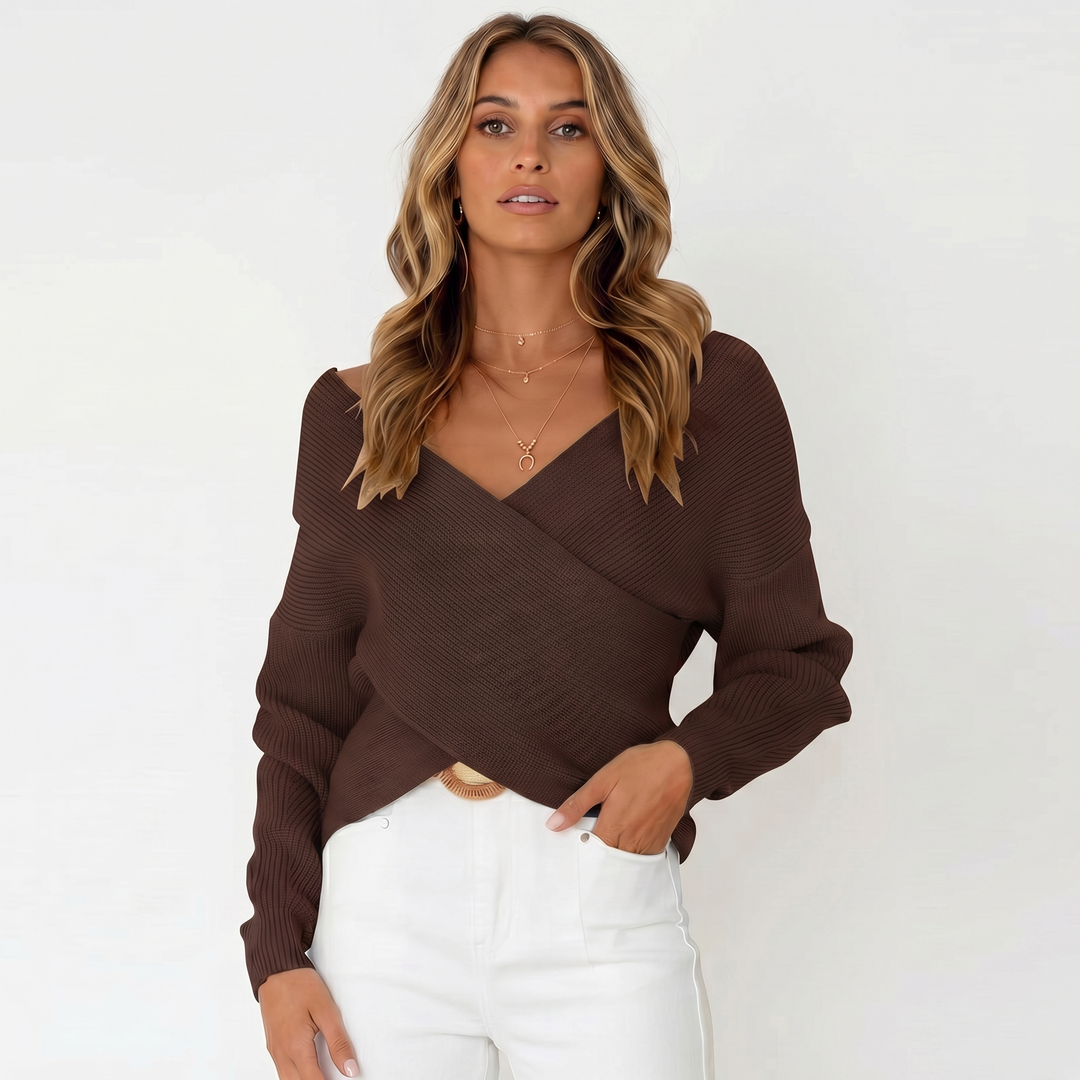 Women's V-Neck Sweater – Soft Slim Fit Knit Pullover Jumper Casual Knitwear