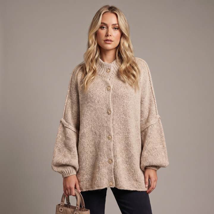 Women's Oversized Dolman Sleeve Cardigan – Chunky Knit Button Up Sweater Casual Knitwear
