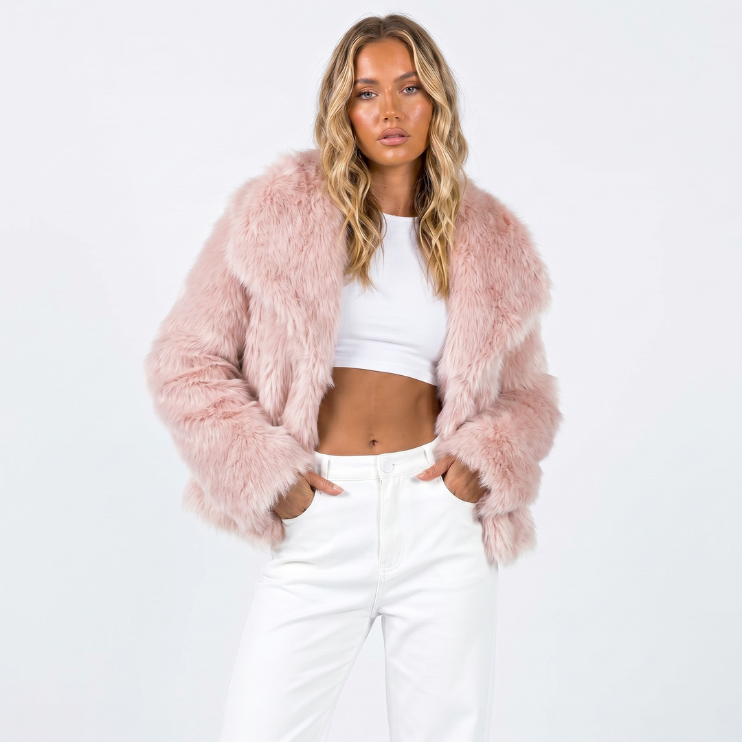 Women's Shaggy Faux Fur Coat Luxury Oversized Winter Jacket Wide Lapel
