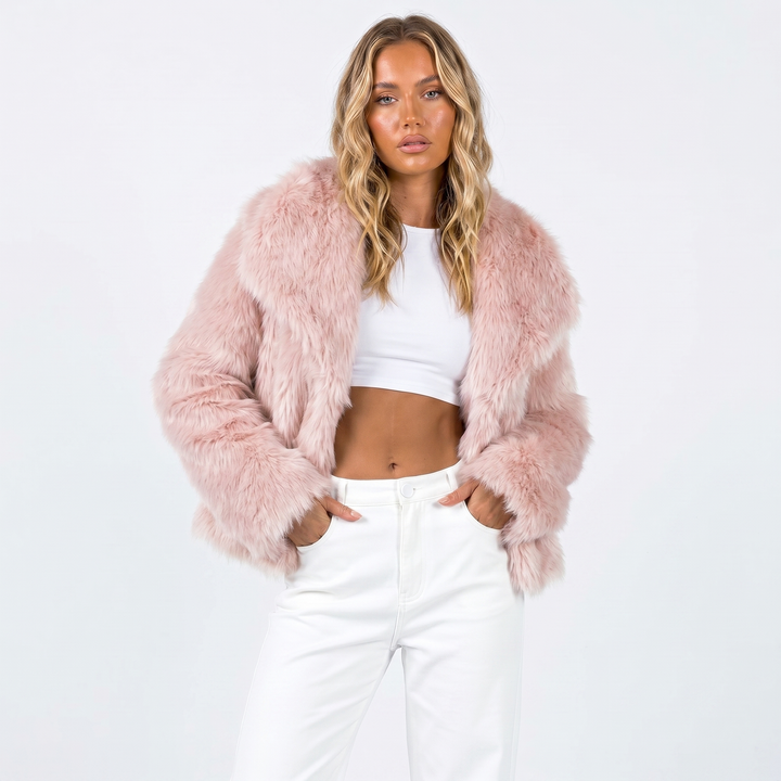 Women's Shaggy Faux Fur Coat Luxury Oversized Winter Jacket Wide Lapel