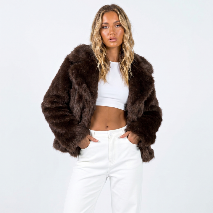 Women's Shaggy Faux Fur Coat Luxury Oversized Winter Jacket Wide Lapel