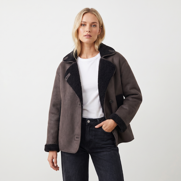 Women's Faux Leather Jacket Oversized Fur Lined Coat